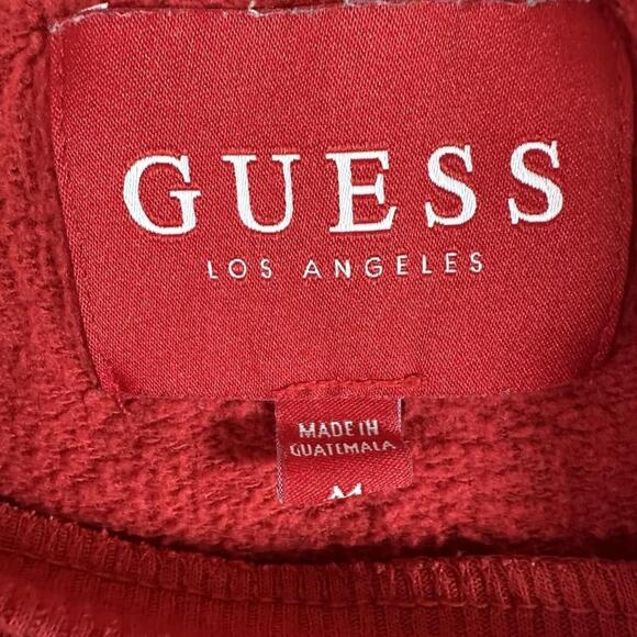 Guess Sweatshirt Womens Medium Red Crewneck Sweater Logo MCMLXXXI Pullover - Picture 3 of 7